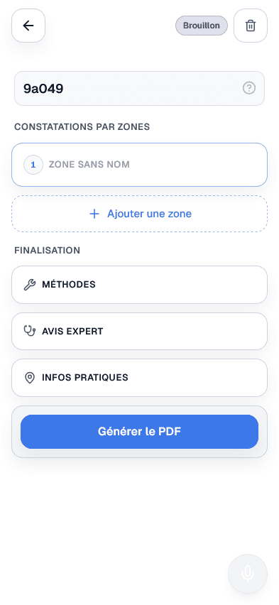 Créateur de rapport Untopo — vue mobile